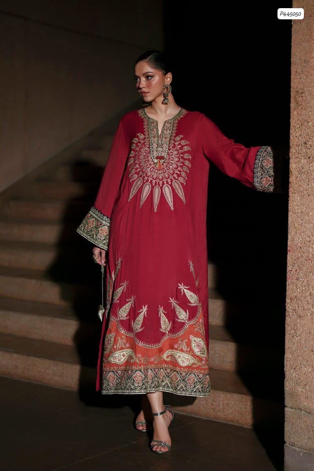 Ethnic – Digital Printed & Sequin Embroidered Silk 3 Piece Unstitched Suit | Laiba Rauf