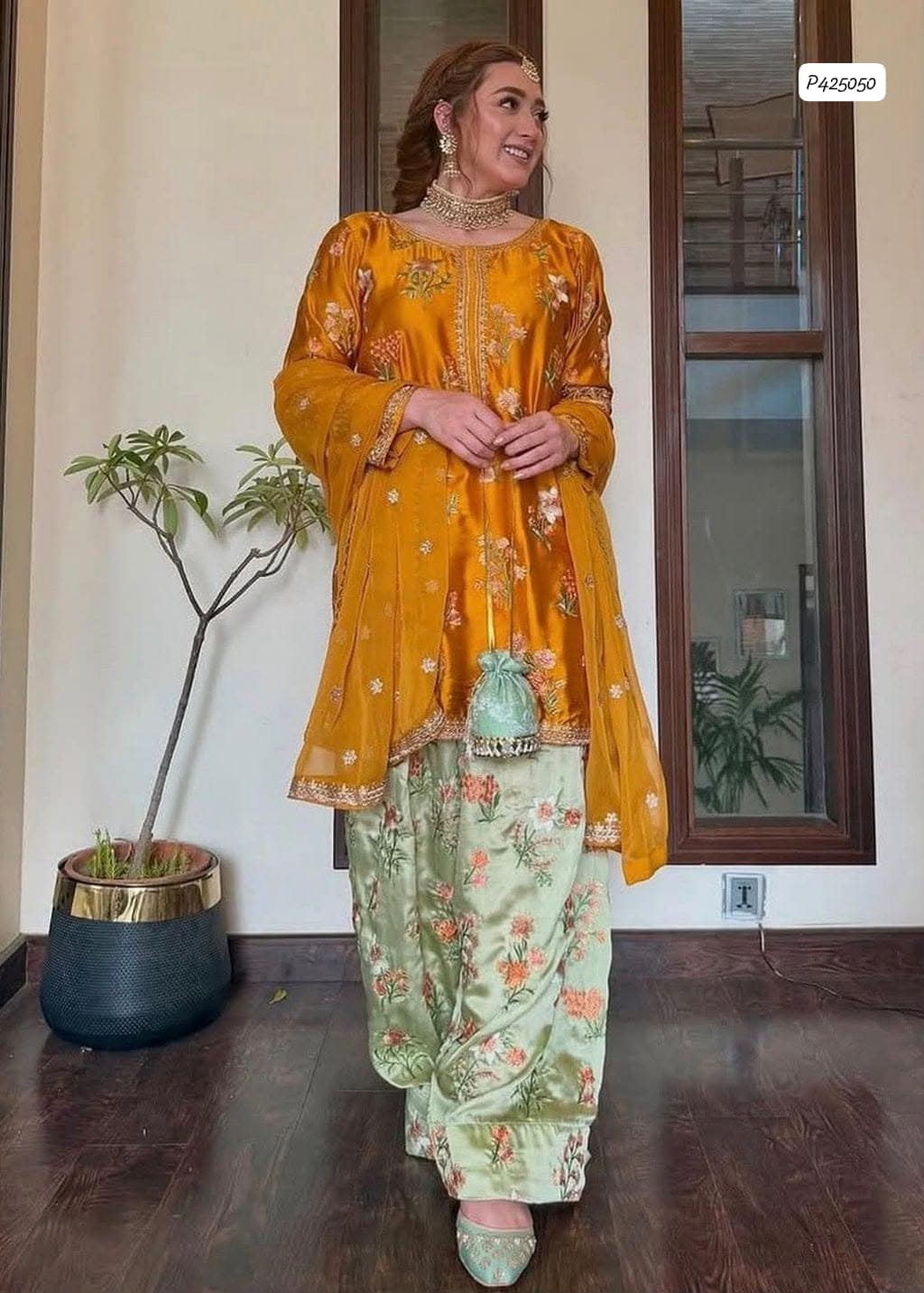 Zainab Chottani – Heavy Embroidered Digital Printed Silk 3 Piece Unstitched Suit | Laiba Rauf