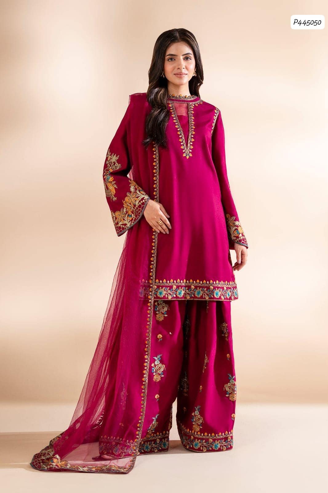 Charizma – Embroidered Digital Printed Silk 3 Piece Unstitched Suit | Laiba Rauf